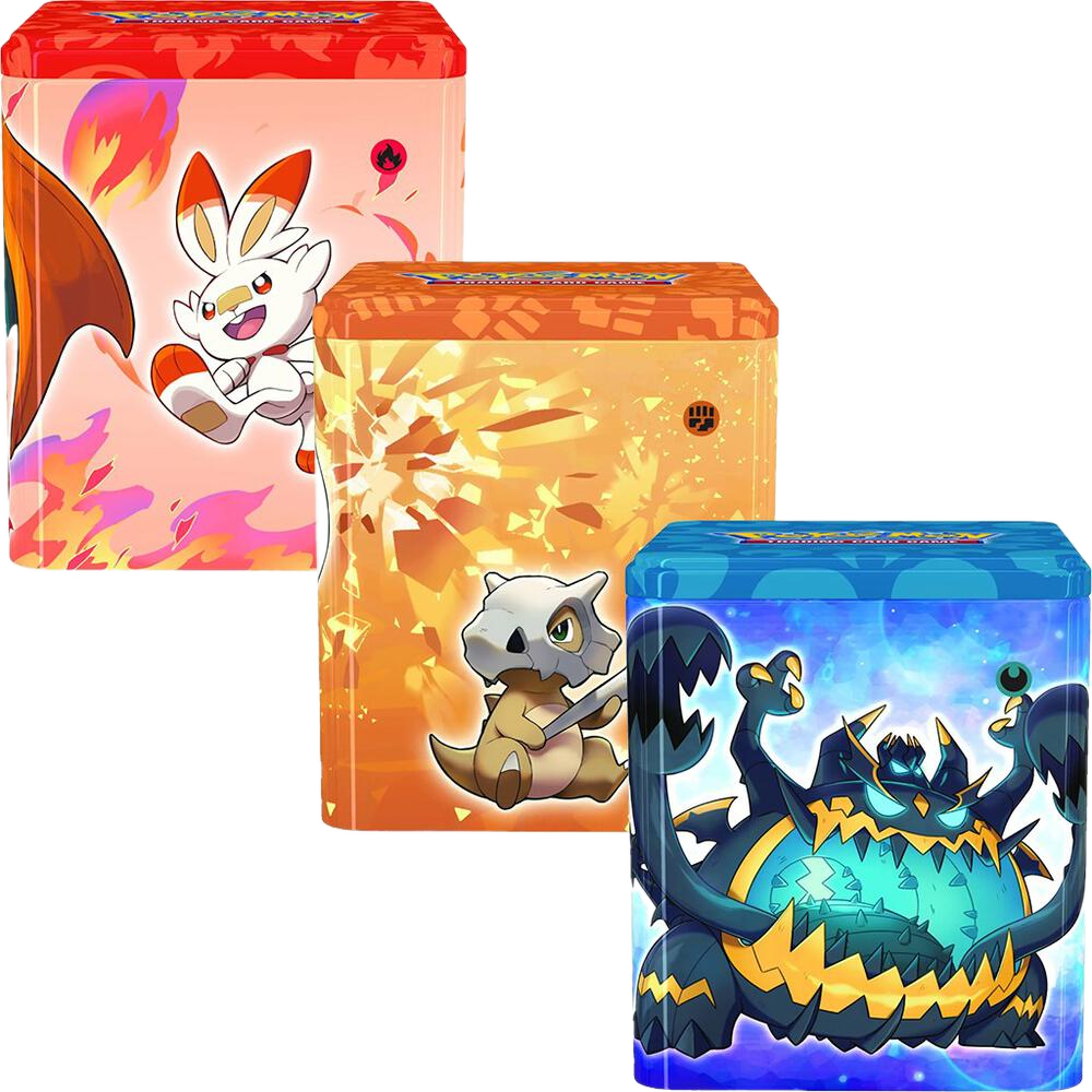 Fighting/Fire/Dark Tins - Sword & Shield Era (set of 3) (transparent cutout on dark theme)