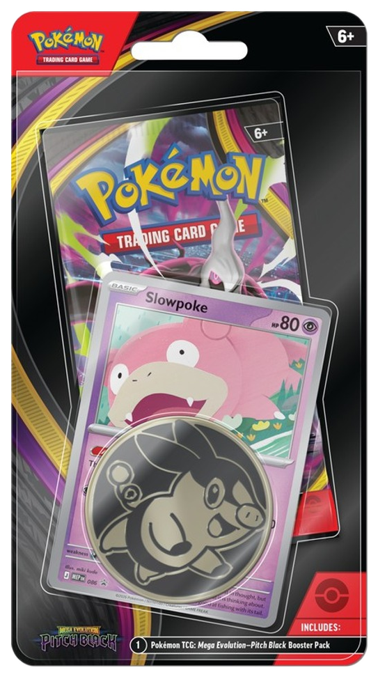 Pokemon TCG Mega Evolution Pitch Black single pack blister with foil Slowpoke promo card and collector coin